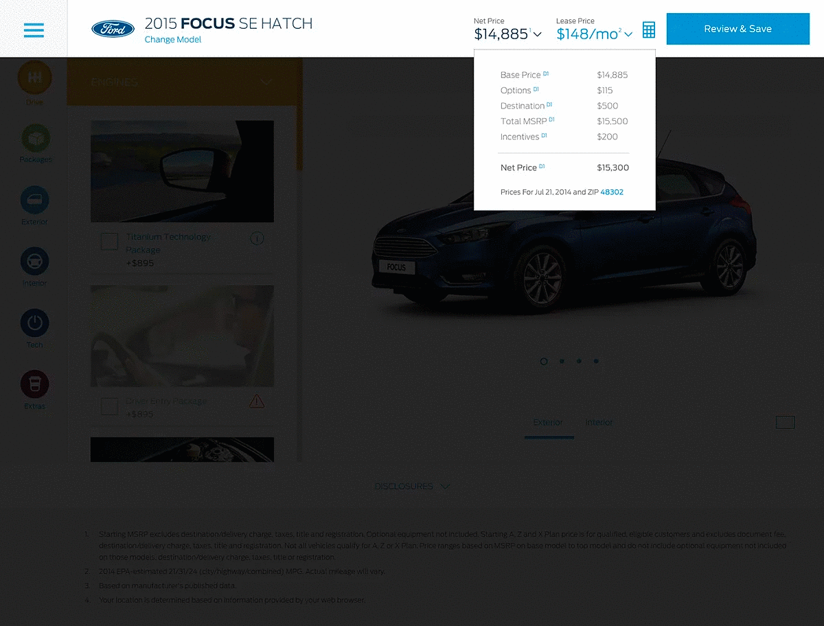 Feature card showing image, name, and price